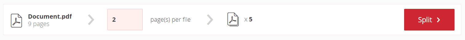 Enter the number of pages per file into which to split the PDF document