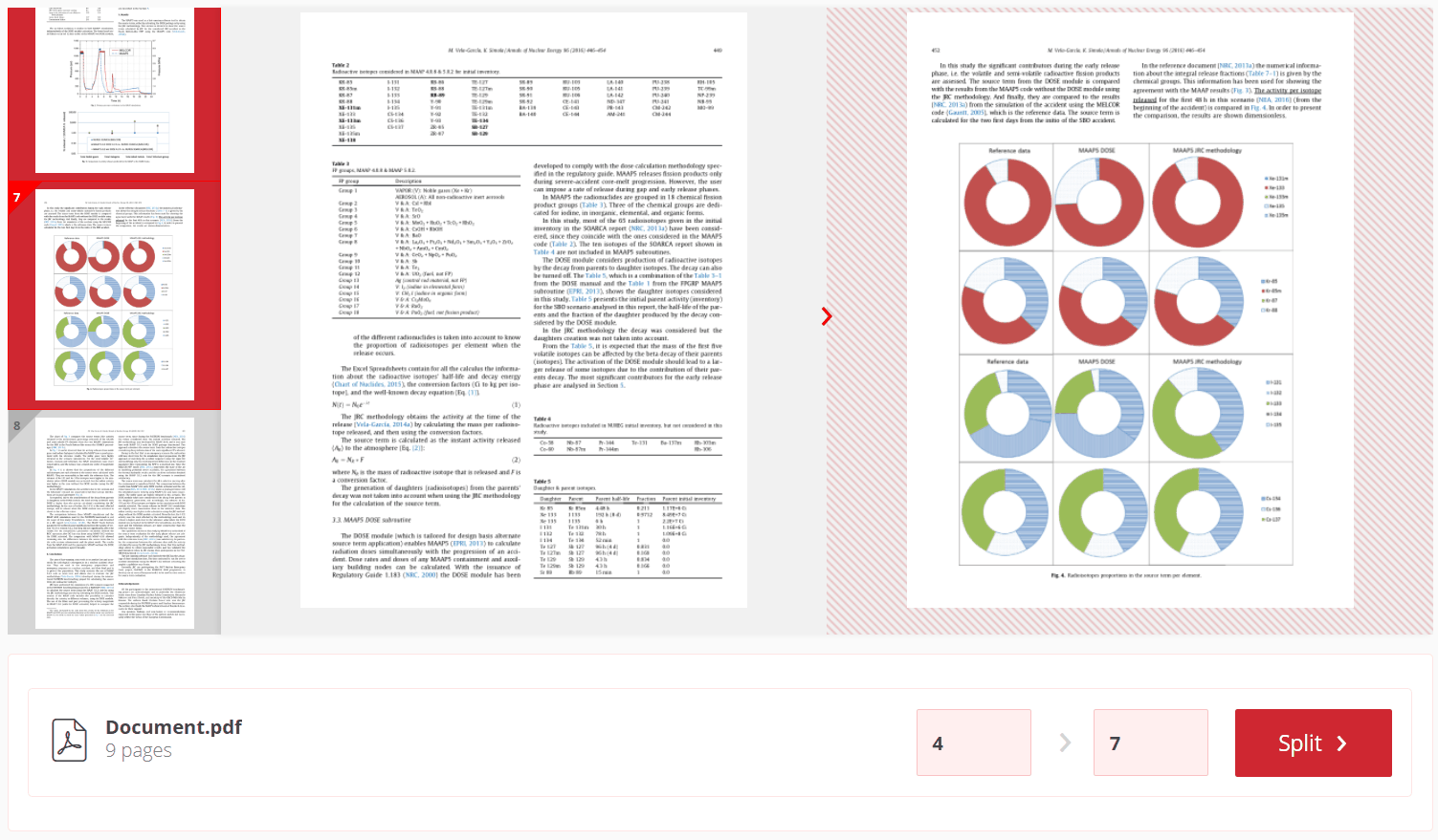 Klikněte a vyberte rozsah(y) stránek k vytažení do menších samostatných PDF