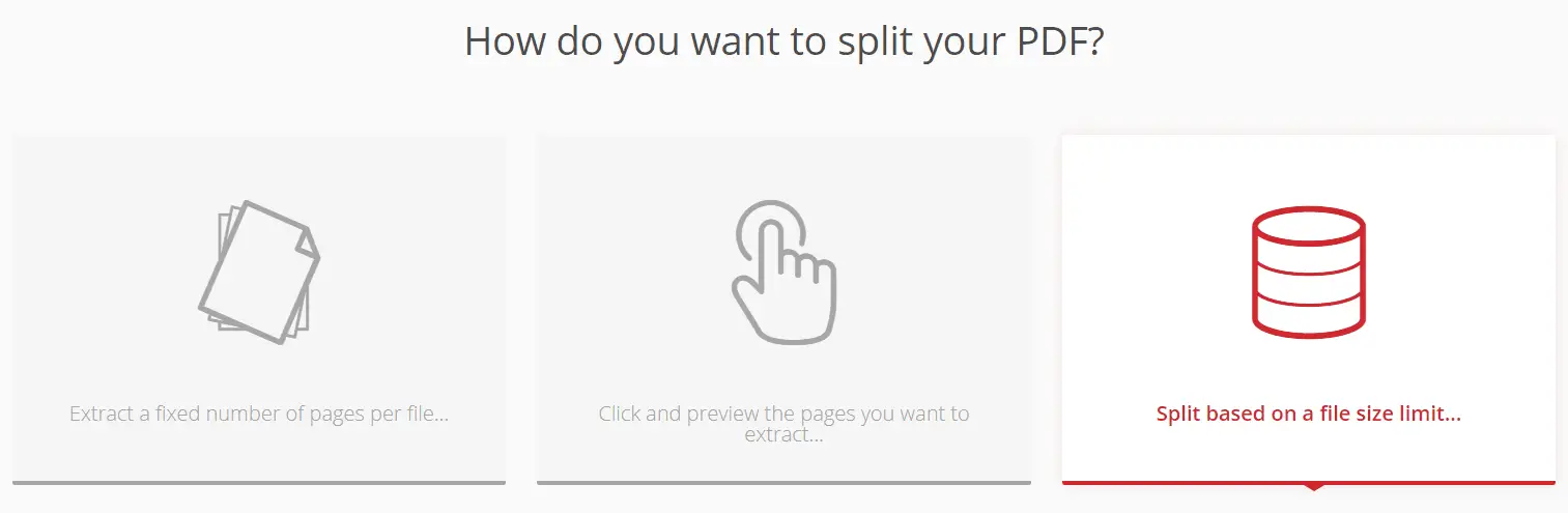 Split based on a file size limit